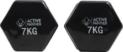 Active Panther Dumbbell Set 2 X 7 KG - 14 Kg Totaal - Vinyl - Zwart -Merkloos Winkel 1200x509 1