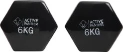 Active Panther Dumbbell Set 2 X 6 KG - 12 Kg Totaal - Vinyl - Zwart -Merkloos Winkel 1200x510 4