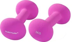 Tunturi Dumbbell Set - 2 X 3,0 Kg - Neopreen - Fluor Paars - Incl. Gratis Fitness App -Merkloos Winkel 1200x707 3