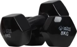 Active Panther Dumbbell Set 2 X 8 KG - 16 Kg Totaal - Vinyl - Zwart