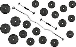 Fitness Trainer - Pull Up Toren - Dip Station – Push Up Bar - Dip Rack Halterbank Inc. 50 Kg GEWICHTEN + Sportbank Fitnessbank + Halterschijven + 3 Halterstangen - Multifunctioneel - Volledig Instelbaar - Opklapbaar -Merkloos Winkel 1200x734 3