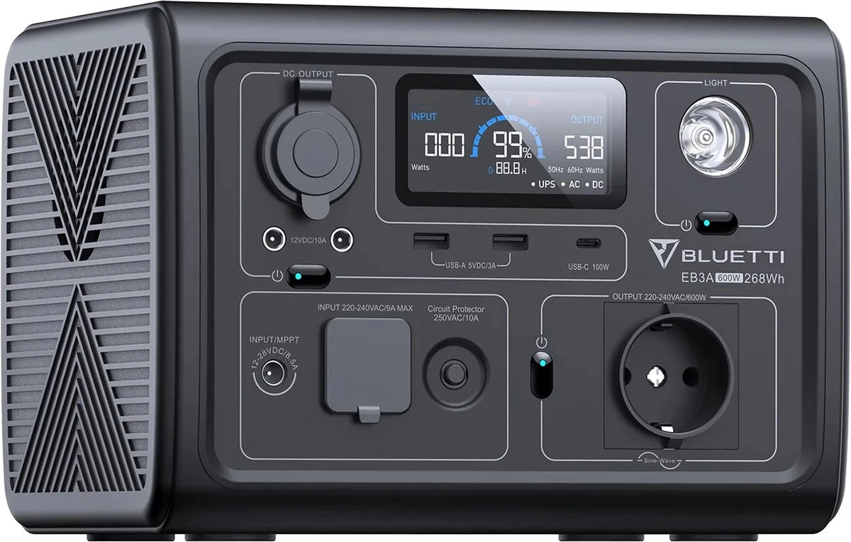 BLUETTI Portable Power Station - 268Wh / 600W (1200W Surge) AC Uitgangen - Electrical Tool -Camping Battery - Power Station Generator For TV, Laptop & Drone 4 BLUETTI Portable Power Station - 268Wh / 600W (1200W Surge) AC Uitgangen - Electrical Tool -Camping Battery - Power Station Generator For TV, Laptop & Drone - Afbeelding 2