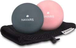 Navaris Lacrosse Massageballen - 2x Triggerpoint Massage Bal Voor Rug, Benen En Nek - Fascia Ballen Voor Zelfmassage - Diameter 6 Cm - Hard En Zacht