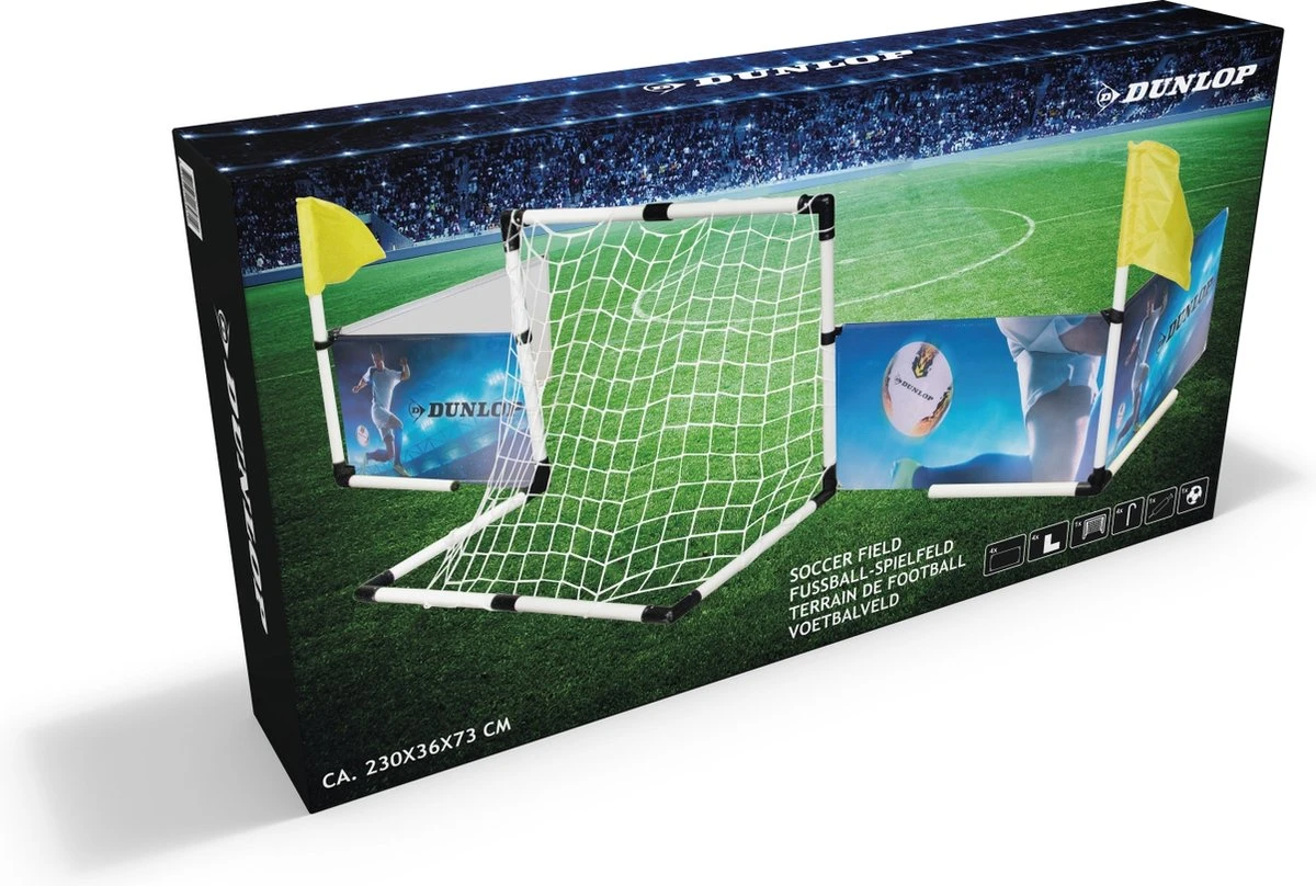 Dunlop Voetbal Set - Boarding, Voetbaldoel, Hoekvlaggen, Voetbal En Pomp - 230x73x36cm 6 Dunlop Voetbal Set - Boarding, Voetbaldoel, Hoekvlaggen, Voetbal En Pomp - 230x73x36cm - Afbeelding 4