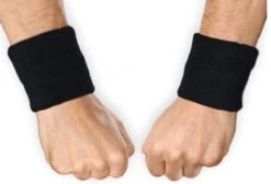 Zweetbandjes - Pols – Set Van 2 - Unisex - Sportarmband - 8 X 7 Cm - Zwart - 2 Stuks