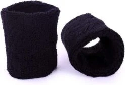 Merkloos Pols Zweetbandjes Zwart Voor Volwassenen 2 Stuks