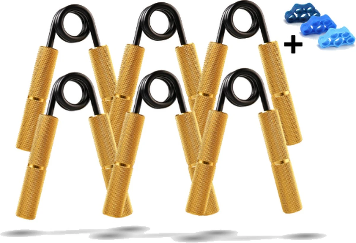 Gouden Grip Handknijper 6-Delige Premium Set 23-135kg + E-book - Handtrainer - Handgrippers - Handknijper Fitness - Knijphalter - Onderarm Trainer - Handtrainer - Heavy Grip - Buigveer 3 Gouden Grip Handknijper 6-Delige Premium Set 23-135kg + E-book - Handtrainer - Handgrippers - Handknijper Fitness - Knijphalter - Onderarm Trainer - Handtrainer - Heavy Grip - Buigveer