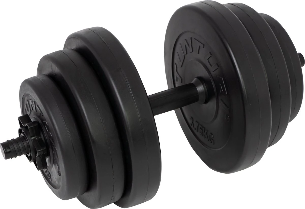 Tunturi Dumbbellset - Halterset - Totaal 15 Kg - Zwart Vinyl - Incl. Gratis Fitness App 3 Tunturi Dumbbellset - Halterset - Totaal 15 Kg - Zwart Vinyl - Incl. Gratis Fitness App