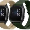 Kwmobile 2x Armband Voor Garmin Venu Sq Music / Sq - Bandjes Voor Fitnesstracker In Donkergroen / Beige