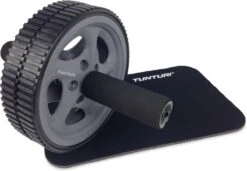 Tunturi Dubbele Ab Roller - Ab Wheel - Buikspiertrainer - Buikspierwiel - Met Kniemat - Incl. Gratis Fitness App