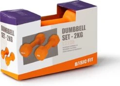 Basic-Fit® Dumbbells - Dumbells Set - 2 X 2 Kg - Rubber - Oranje -Merkloos Winkel 1200x863 3