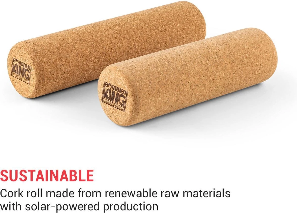 BoarderKING Indoorboard Classic Balance Board + Mat + Rol Hout/kurk Geel 6 BoarderKING Indoorboard Classic Balance Board + Mat + Rol Hout/kurk Geel - Afbeelding 4