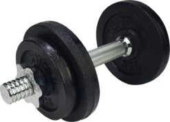 Tunturi Gewichten Gietijzer Totaal 10kg - Halterset Met Schroefsluiting - Dumbbell Set - 1 Halterstang - 30mm - Incl. Gratis Fitness App