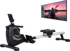 Skandika Venn Roeimachine – Roeitrainers - Roeimachine - Home Roeiapparaat Fitness - Tablet Houder, Roeier Met Multifunctionele Computer, 8 Weerstandsniveaus Instelbaar, Onderhoudsarm - Fitnessapparaten - Grijs