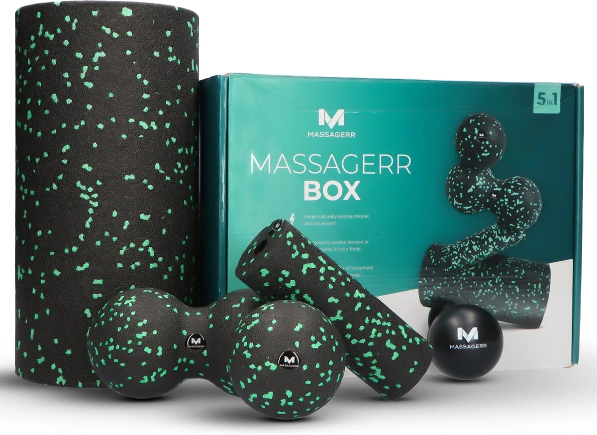Massagerr® Box – Foamroller Set Met Triggerpoint Bal & Duo Massagebal – Massage Roller – Foam Roller – Fascia - Fitness - Massage Set – Incl. Stressbal 3 Massagerr® Box – Foamroller Set Met Triggerpoint Bal & Duo Massagebal – Massage Roller – Foam Roller – Fascia - Fitness - Massage Set – Incl. Stressbal