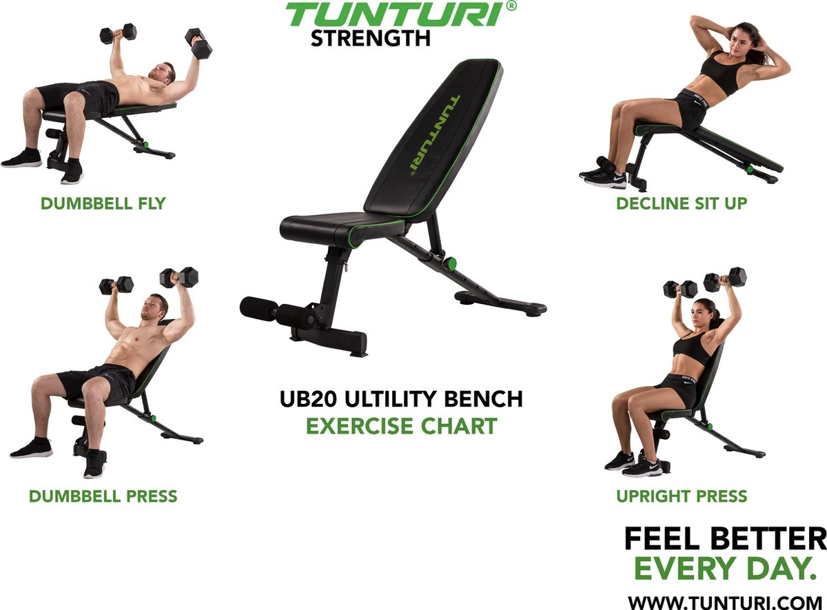 Tunturi UB20 Utility Fitnessbank - Halterbank - Trainingsbank - Buikspierbank - Verstelbaar - Incl. Gratis Tunturi Training App 7 Tunturi UB20 Utility Fitnessbank - Halterbank - Trainingsbank - Buikspierbank - Verstelbaar - Incl. Gratis Tunturi Training App - Afbeelding 5