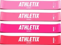 Athletix® - Roze Weerstandsbanden Set - 4 Resistance Bands - Booty Bands Met Gratis Draagtas En Oefeningen
