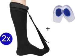 MoreCore Hielspoor Sok - Hielspoor Zooltjes - Strassburg Sok - Nachtspalk - Achillespees - Plantar Fasciitis - Kuiten - Zwart - Maat L