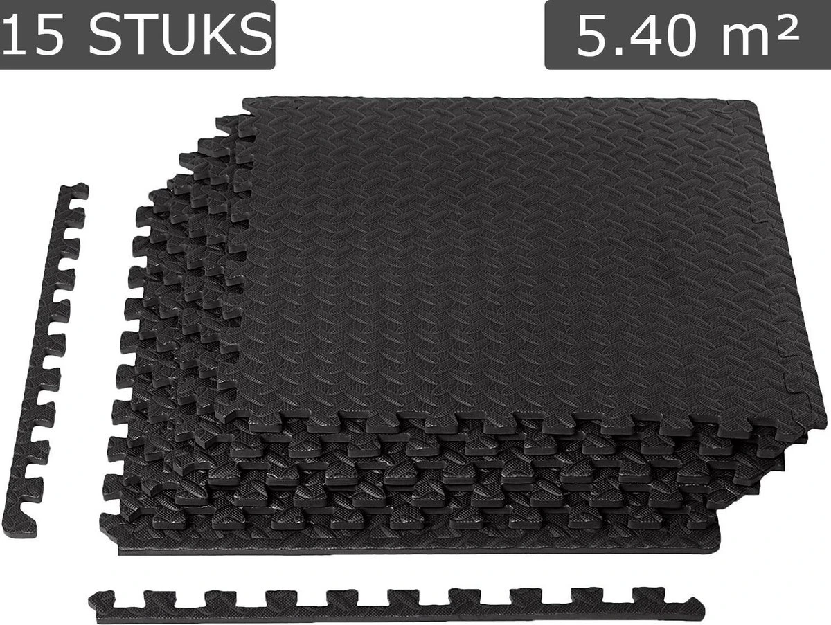 Meisterhome ® Geluidsdempende Sport EVA Puzzelmat Set - Waterdichte Fitness Mat Met Mooie Afgewerkte Randen - Zachte Yogamat Easy Installeren/schoonmaken - Fitnessruimte/meditatie - Warmte Isolerend - 60 X 60 X 1 Cm - 15 Stuks 5.40 M²- Zwart 3 Meisterhome ® Geluidsdempende Sport EVA Puzzelmat Set - Waterdichte Fitness Mat Met Mooie Afgewerkte Randen - Zachte Yogamat Easy Installeren/schoonmaken - Fitnessruimte/meditatie - Warmte Isolerend - 60 X 60 X 1 Cm - 15 Stuks 5.40 M²- Zwart