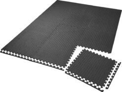 Merkloos Fitnessmatten -puzzelmat Set Van 6 Stuks 40x40 Cm - Zwart