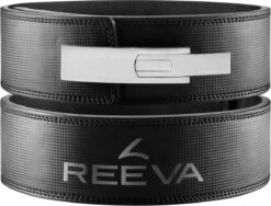 Reeva Zwart Lederen Carbon Powerlift Riem - Lever Belt - Maat M - Lever Belt Geschikt Voor Crossfit, Powerlifting, Fitness En Bodybuilding - Lifting Belt Voor Heren En Dames