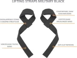 Lifting Straps Fitness - Military Black -Merkloos Winkel 1200x915 6