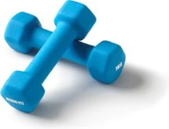 Basic-Fit® Dumbbells - Dumbells Set - 2 X 1 Kg - Rubber - Blauw