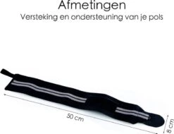 Fitness / Crossfit Polsband - 2 Stuks - Polsbandage Wrist Support Wraps - Pols Bandage Band - Bodybuilding Support - Gewichthef Straps - Krachttraining Lifting Workout Straps - Zwart/Grijs -Merkloos Winkel 1200x921 25