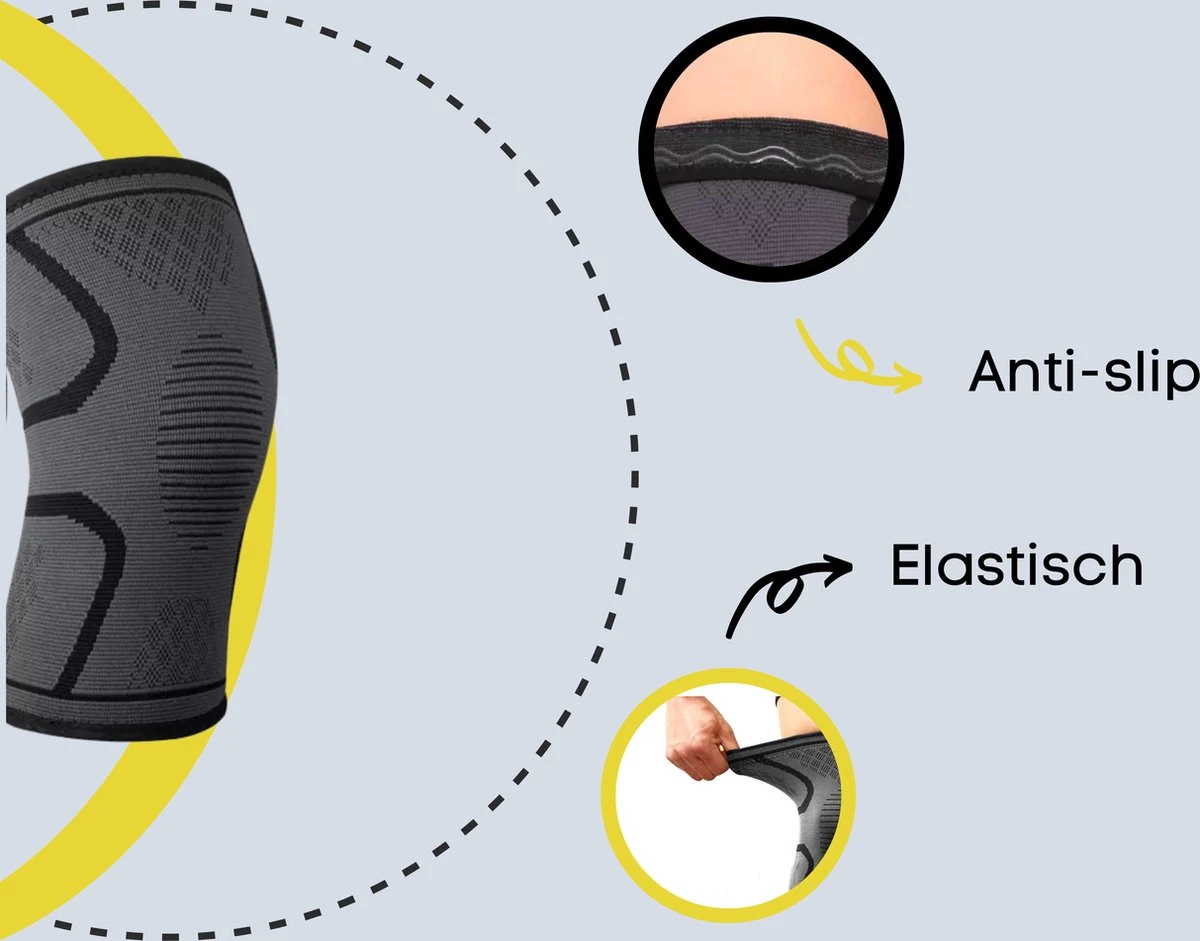 Sport-Plein Kniebrace Kniebandage - Zwart/Grijs - Maat L - 1 Stuk 6 Sport-Plein Kniebrace Kniebandage - Zwart/Grijs - Maat L - 1 Stuk - Afbeelding 4