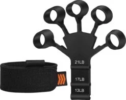 AyFit - Vinger Gripper Bekend Van TikTok - Onderarm Trainer - Vingertrainer - Hand Trainer - Grip Trainer - Siliconen - Weerstand Band - Spierversterker - Hand - Vinger - 1 Stuk - Zwart