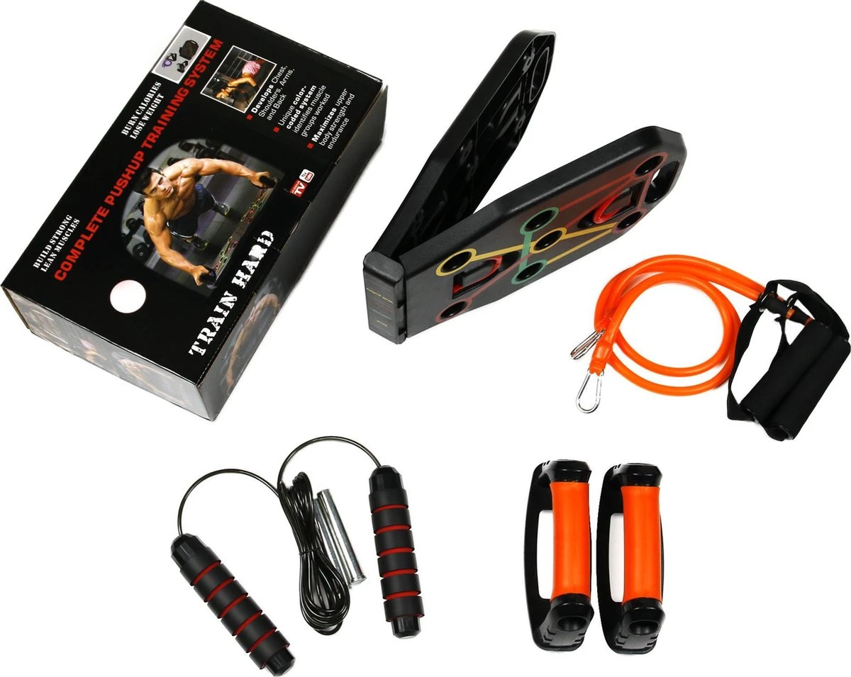 Opdruksteun Push Up - Push Up Bord- Opdrukbord - 21 In 1 Full Body - Inclusief Weerstandbanden - Inclusief Springtouw - Fitness - Workout - Gym - Krachttraining - Buikspieren - Fitness Materialen 7 Opdruksteun Push Up - Push Up Bord- Opdrukbord - 21 In 1 Full Body - Inclusief Weerstandbanden - Inclusief Springtouw - Fitness - Workout - Gym - Krachttraining - Buikspieren - Fitness Materialen - Afbeelding 5