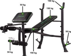 Tunturi WB40 Halterbank - Fitnessbank - Trainingsbank - Bankdrukbank - Thuis Sporten - Leg Extension - Bicep Curls - Incl. Gratis Fitness App -Merkloos Winkel 1200x957