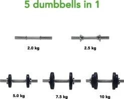 Tunturi Gewichten Gietijzer Totaal 10kg - Halterset Met Schroefsluiting - Dumbbell Set - 1 Halterstang - 30mm - Incl. Gratis Fitness App -Merkloos Winkel 1200x960 12