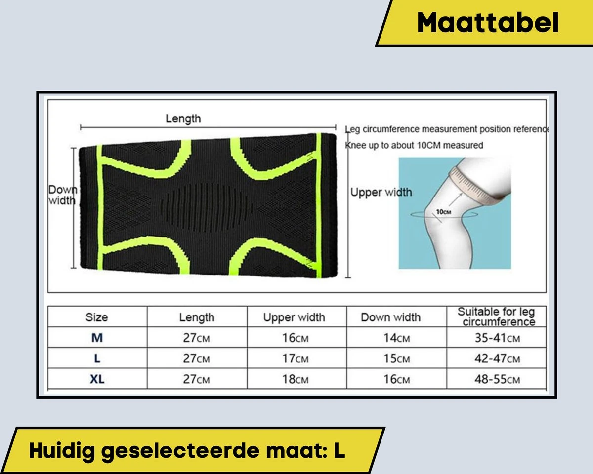 Sport-Plein Kniebrace Kniebandage - Zwart/Grijs - Maat L - 1 Stuk 5 Sport-Plein Kniebrace Kniebandage - Zwart/Grijs - Maat L - 1 Stuk - Afbeelding 3