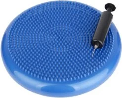 Wiebelkussen + Pomp - Balanskussen - Balansbord - Volwassenen En Kinderen - Met Pomp - 34CM - Blauw