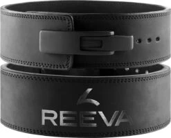 Reeva Zwart Lederen Powerlift Riem - Maat M - Lever Belt Geschikt Voor Crossfit, Powerlifting, Fitness En Bodybuilding - Lifting Belt Voor Heren En Dames