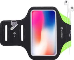 Swissten Hardloop Telefoonhouder - Waterdichte Hardloopband - Geschikt Voor O.a. IPhone 7/7 Plus/8/8 Plus/X/XS/SE/11 Pro/12 Mini/13 Mini En Diverse Samsung Smartphones - T/m 6 Inch - Groen