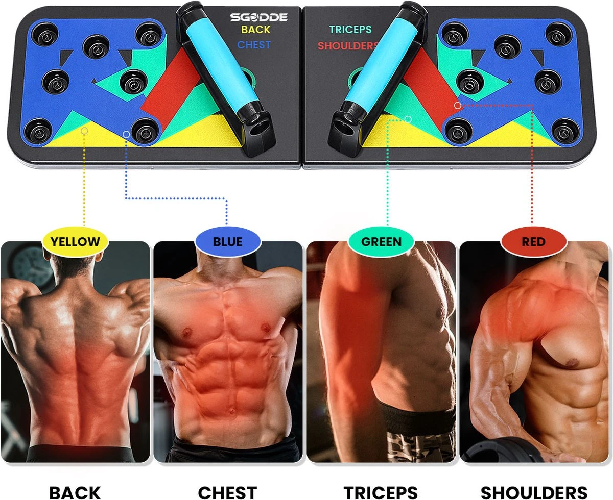 Merkloos Opvouwbaar Push Up Bord - Opdruk Steunen - Push Up Board - Fitness, Kracht Training, Home Workout 6 Merkloos Opvouwbaar Push Up Bord - Opdruk Steunen - Push Up Board - Fitness, Kracht Training, Home Workout - Afbeelding 4