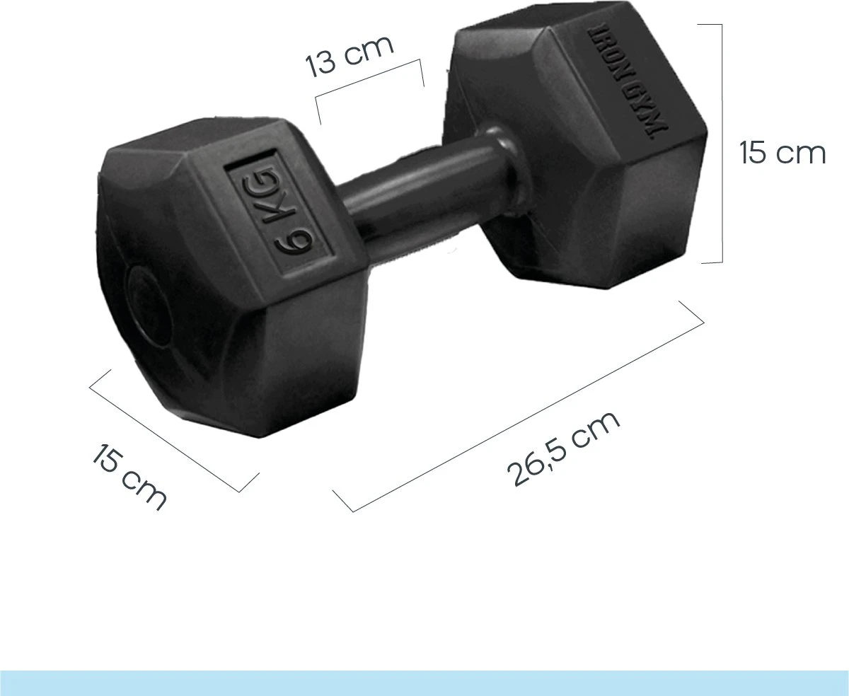 Iron Gym Dumbbell Set 2x 6 Kg Grote Robuuste Dumbbells Gietijzer - Fitness Accessoire 5 Iron Gym Dumbbell Set 2x 6 Kg Grote Robuuste Dumbbells Gietijzer - Fitness Accessoire - Afbeelding 3