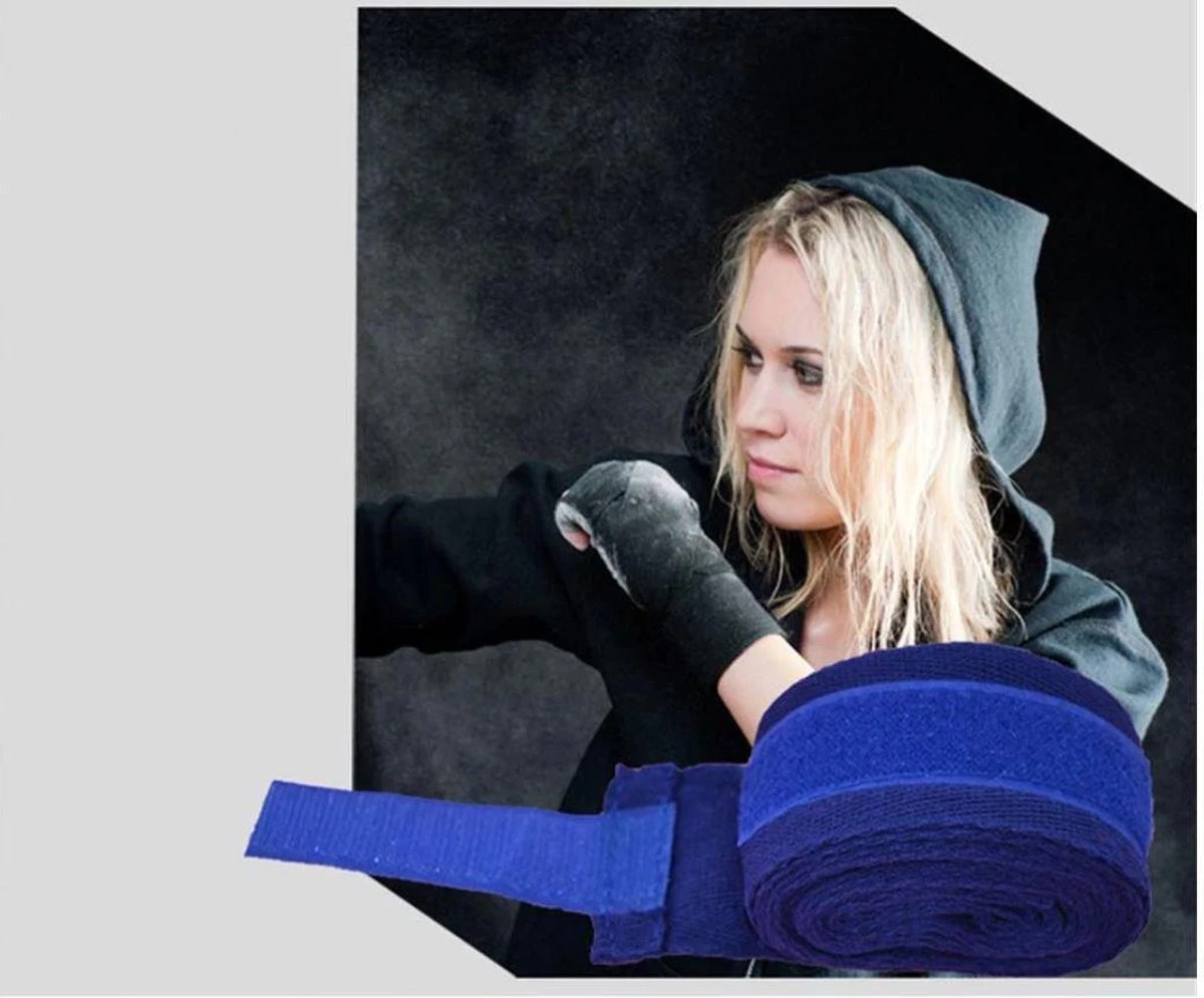 Muay Thai Bandage Straps - Blauw - Hand En Pols Bescherming Boksen Sparren Thai Boxing 4 Muay Thai Bandage Straps - Blauw - Hand En Pols Bescherming Boksen Sparren Thai Boxing - Afbeelding 2