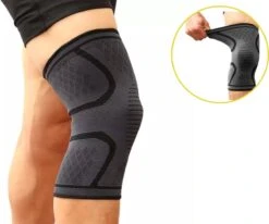 Sport-Plein Kniebrace Kniebandage - Zwart/Grijs - Maat L - 1 Stuk
