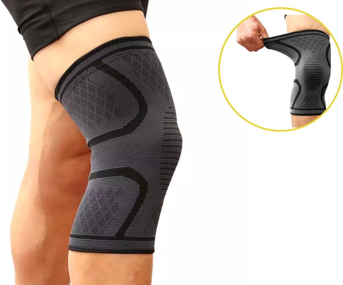Sport-Plein Kniebrace Kniebandage - Zwart/Grijs - Maat L - 1 Stuk 3 Sport-Plein Kniebrace Kniebandage - Zwart/Grijs - Maat L - 1 Stuk