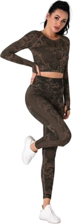 Merkloos Sportoutfit - Sportkleding Set Dames - Yoga Kleding - Sport BH - Sportlegging Dames - Sport Top - High Waist Legging Dames - Camouflage Kleding - Dames Kleding - Panterprint - Luipaard - Legging & Shapewear Dames | Top + Legging | Goud | Maat S -Merkloos Winkel 393x1200 17