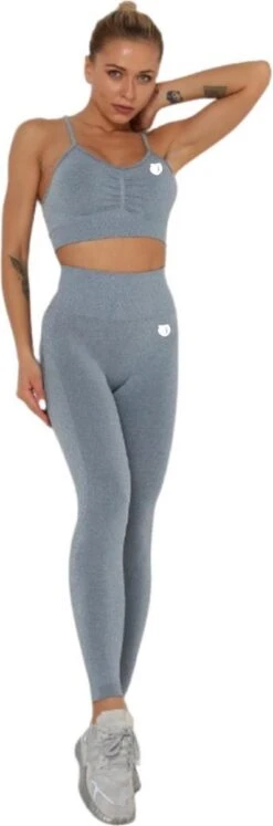 Peachy® Sportlegging Dames Met Top - Sportkleding - Sportbroek - Sportshirt - Sportoutfit - Sporttop - Yoga - Fitness Set - Scrunch Butt - Dames Legging - Fashion Legging - Broeken - Gym Sports - Blauw - Maat S - High Waist -Merkloos Winkel 397x1200 3