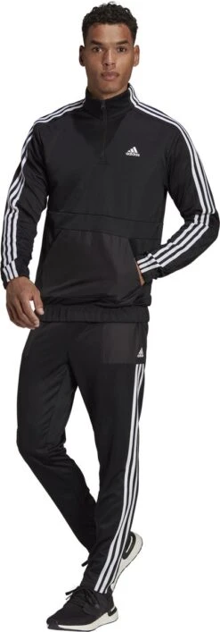 Adidas Trainingspak MTS Tricot 1/4z Zwart Heren