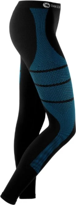 Dames Sportset - Thermo - Sportshirt Met Lange Mouwen - Sportlegging Lang - Quick Dry - Zwart/Turquoise - Maat L/XL -Merkloos Winkel 449x1200