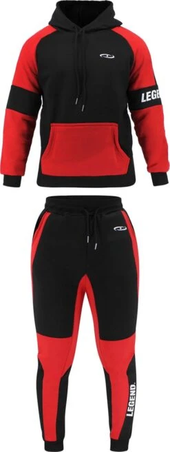 Joggingpak Heren/Dames Zwart/Rood Legend S