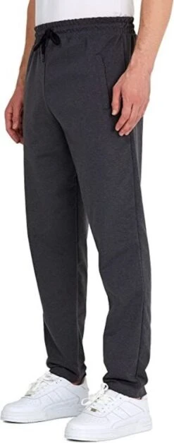 Comeor Joggingbroek Heren Met Rits - Donker Grijs - XXL - Trainingsbroek Heren Met Rits - Lange Sportbroek