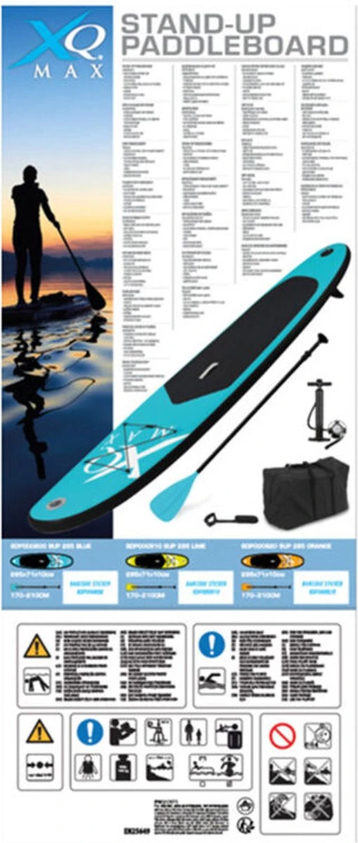 XQ Max SUP Board - 285cm - Tot 80kg - Blauw 13 XQ Max SUP Board - 285cm - Tot 80kg - Blauw - Afbeelding 11