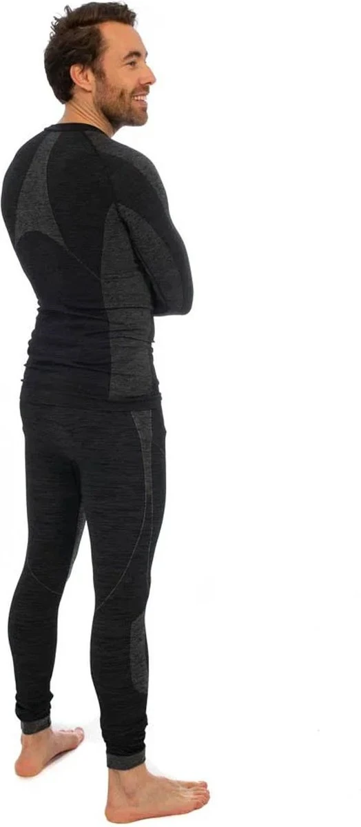 Heatkeeper Thermoset Heren Premium Techno - Thermoshirt Met Lange Mouwen En Legging - Zwart Melange - TOGwaarde 2.8 - Thermisch Isolerend Shirt En Legging - Maat XXL 4 Heatkeeper Thermoset Heren Premium Techno - Thermoshirt Met Lange Mouwen En Legging - Zwart Melange - TOGwaarde 2.8 - Thermisch Isolerend Shirt En Legging - Maat XXL - Afbeelding 2